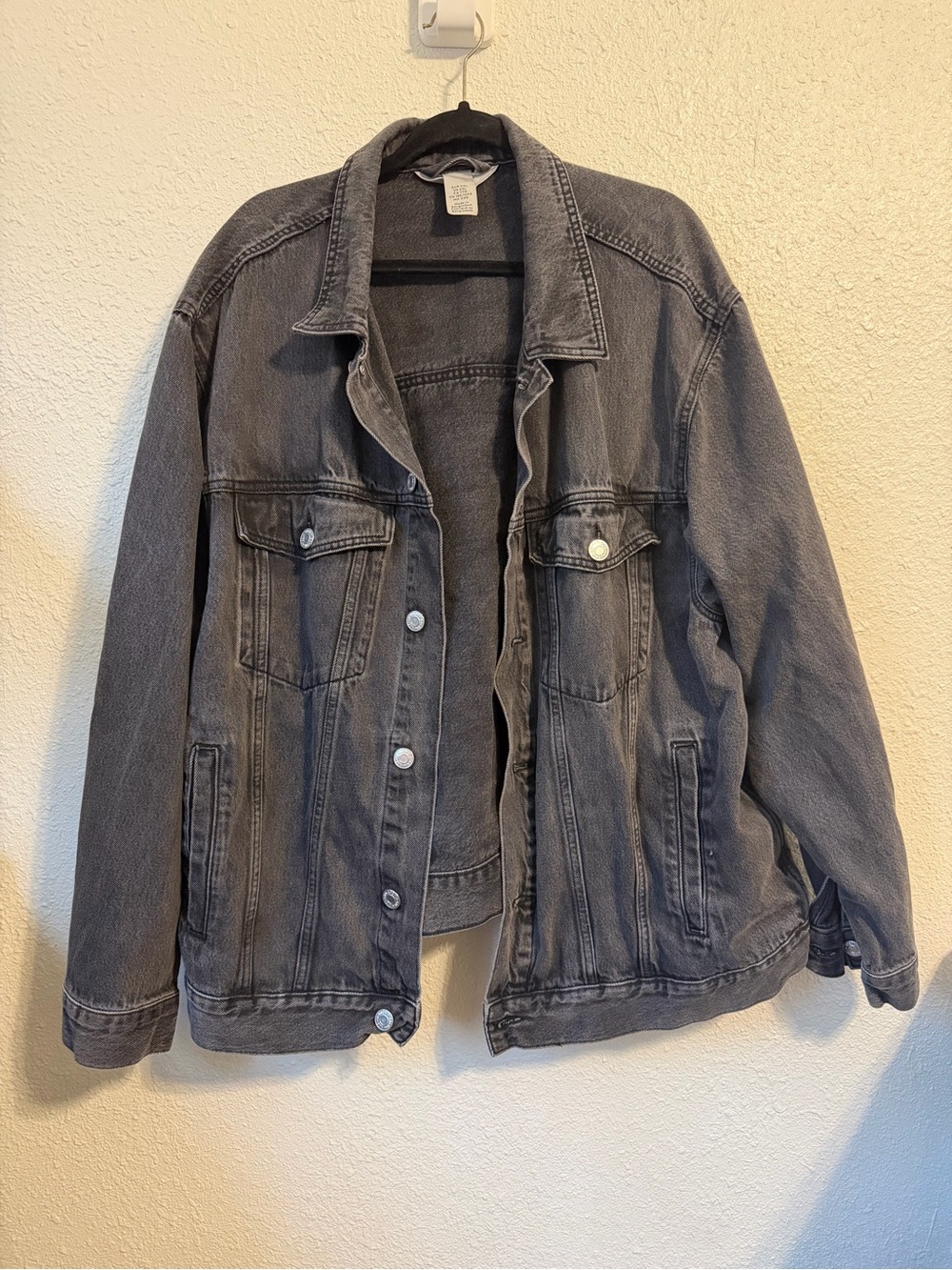 Oversized Faded Black Denim Jacket